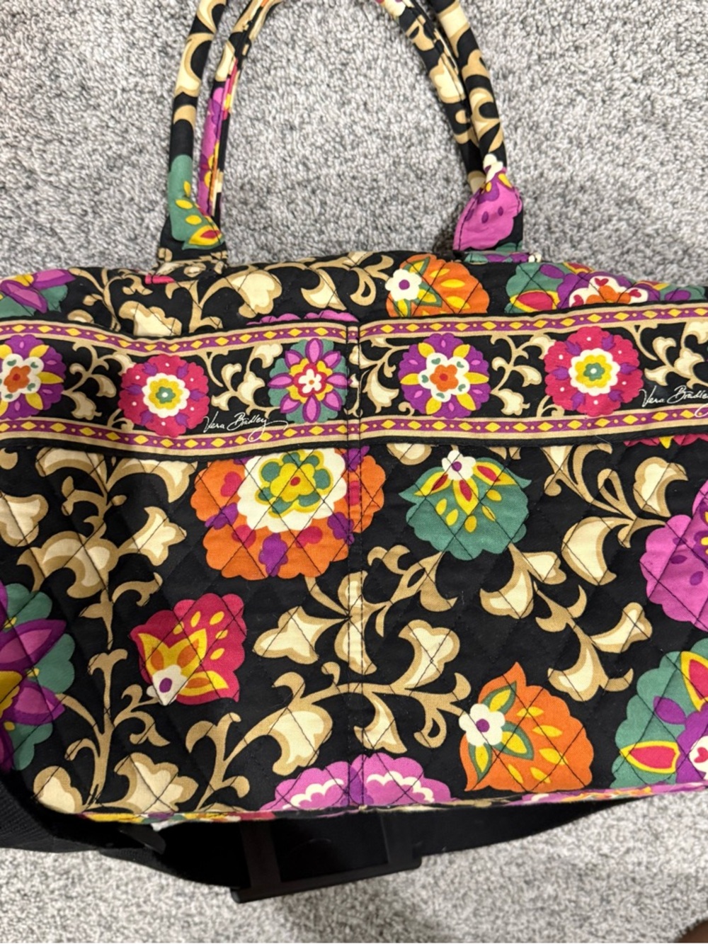 VERA BRADLEY Duffle Travel Bag Paisley Large Weekender Zip Close Shoulder Strap - Picture 6 of 13